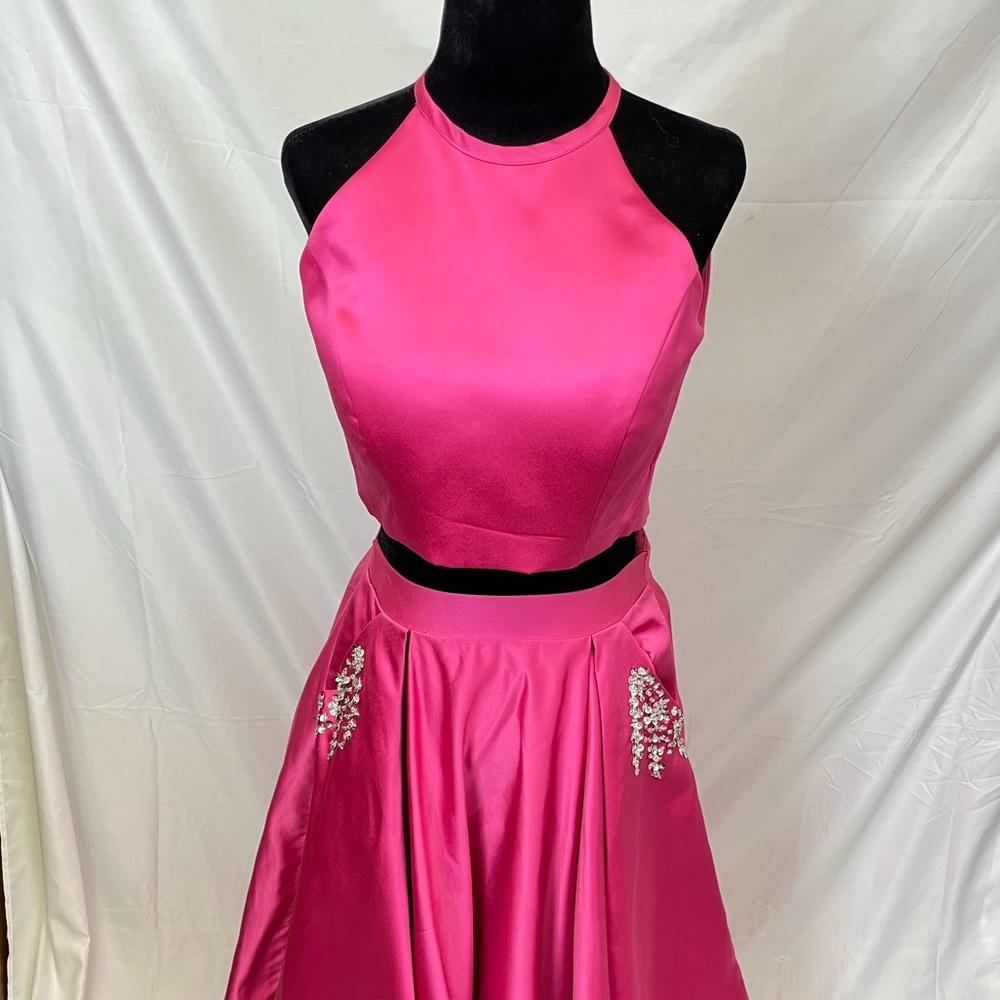 Wedding dress (brand) 2 piece solid pink with beaded pockets